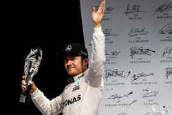 Nico Rosberg, Mercedes AMG F1 fête sa deuxième place sur le podium