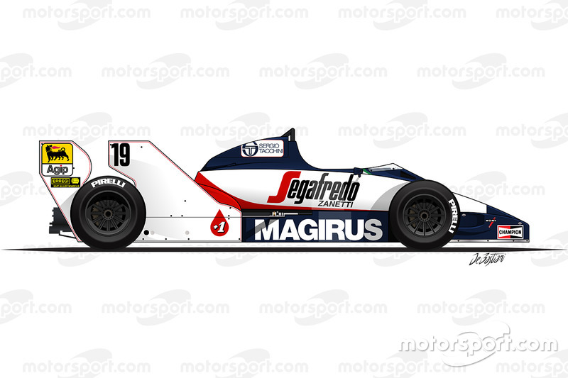 De Toleman TG183B van Ayrton Senna