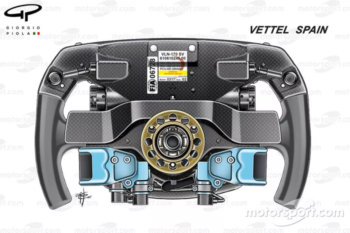 Ferrari SF70H, vista trasera del volante de Sebastian Vettel en el GP de España
