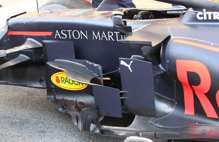 Detalle del pontón del Red Bull Racing RB15