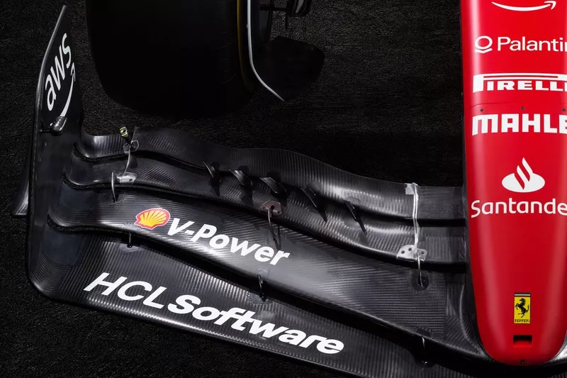 Ferrari SF-23. dettaglio dell'ala frontale
