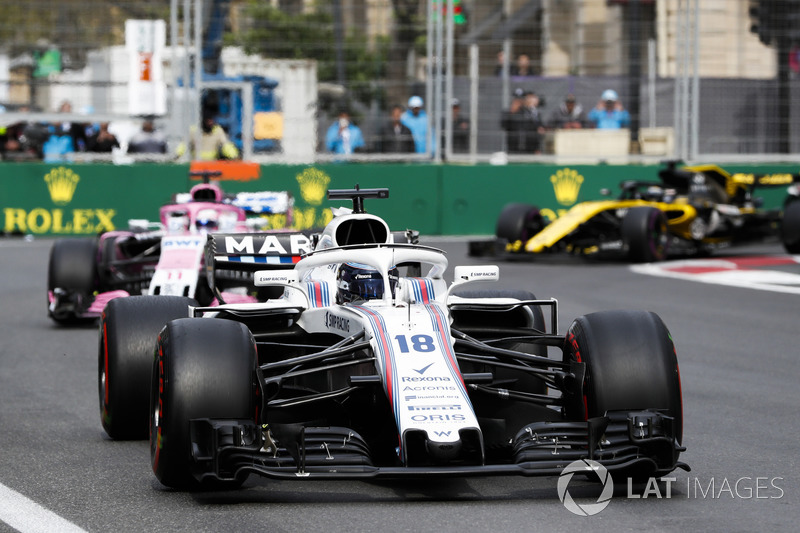 Lance Stroll, Williams FW41 Mercedes, Sergio Perez, Force India VJM11 Mercedes, Nico Hulkenberg, Renault Sport F1 Team R.S. 18