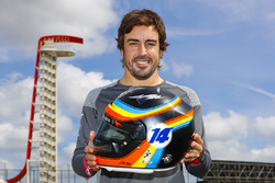 Fernando Alonso, McLaren, with his Indy 500 themed helmet