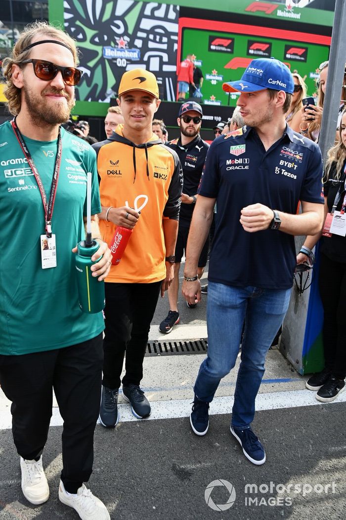 Sebastian Vettel, Aston Martin, Lando Norris, McLaren, Max Verstappen, Red Bull Racing