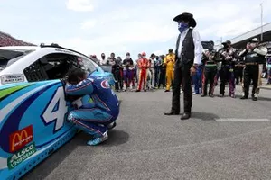 Nascar drivers stand in solidarity with Darrell Wallace Jr., Richard Petty Motorsports, Chevrolet Camaro before the Nascar Cup race