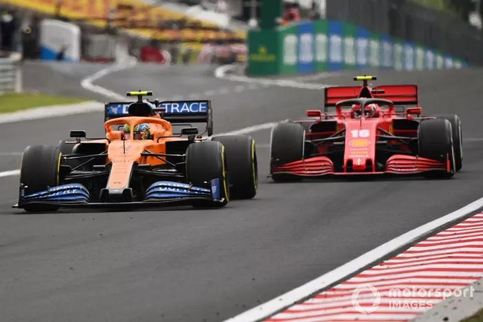 Lando Norris, McLaren MCL35, Charles Leclerc, Ferrari SF1000