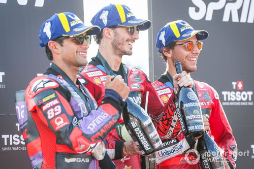 Francesco Bagnaia, Equipo Ducati, Jorge Martín, Pramac Racing, Enea Bastianini, Equipo Ducati