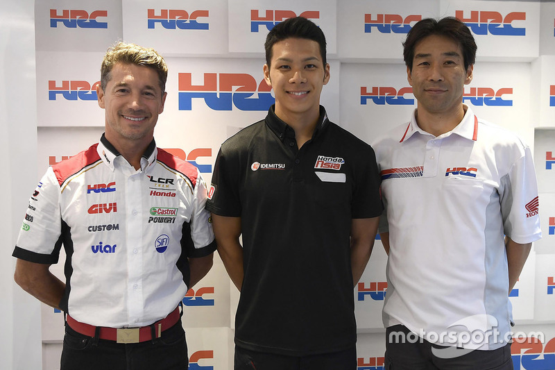 Lucio Cecchinello, Team Principal LCR Honda, Takaaki Nakagami, Tetsuhiro Kuwatam, Direttore HCR