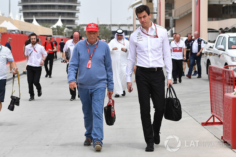 Niki Lauda, Mercedes AMG F1 Non-Executive Chairman and Toto Wolff, Mercedes AMG F1 Director of Motor