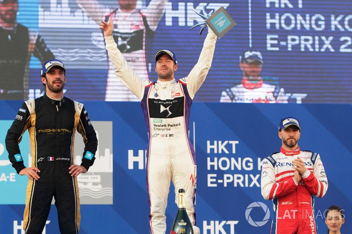 Podio: ganador de la carrera, Sam Bird, DS Virgin Racing, segundo lugar Jean-Eric Vergne, Techeetah, tercer lugar Nick Heidfeld, Mahindra Racing