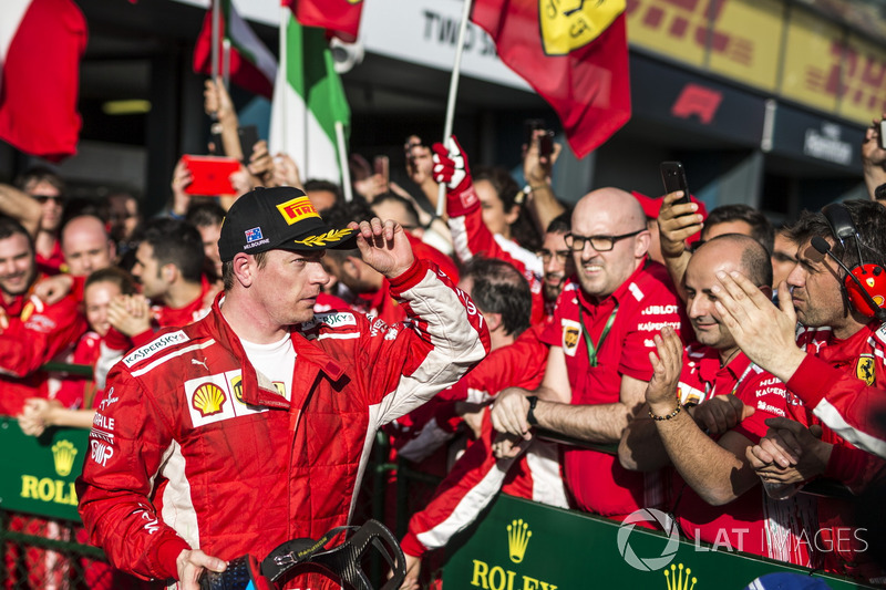 Kimi Raikkonen, Ferrari dans le Parc Fermé