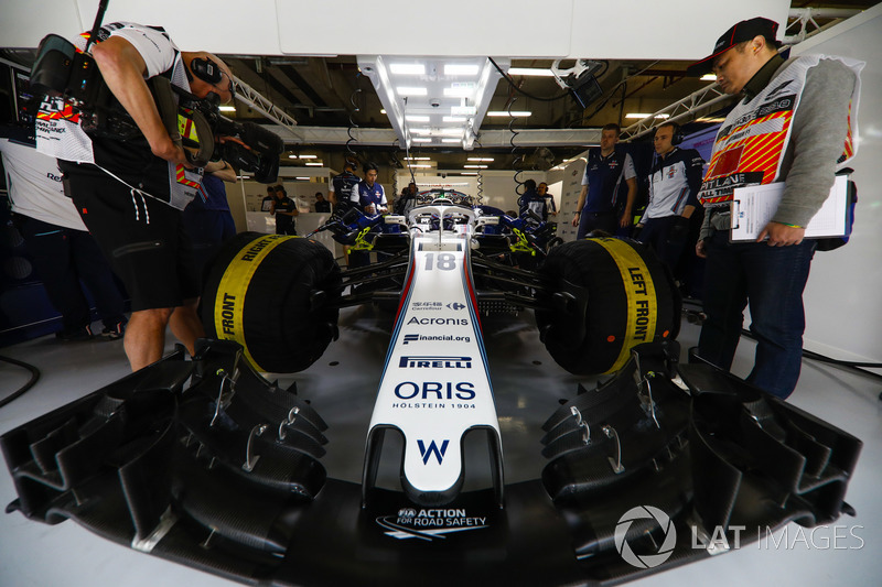 Lance Stroll, Williams Racing, in the team's garage