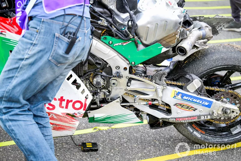 The bike of Johann Zarco, LCR Honda after his crash