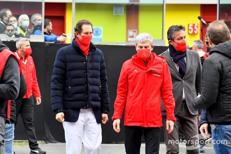 John Elkann, Presidente Ferrari e Antonello Coletta, Responsabile Corse Clienti e Competizioni GT della Ferrari 
