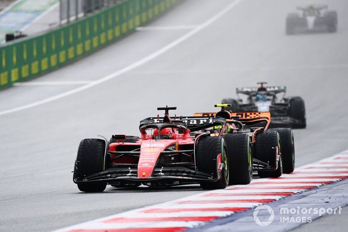 Charles Leclerc, Ferrari SF-23, Lando Norris, McLaren MCL60, George Russell, Mercedes F1 W14