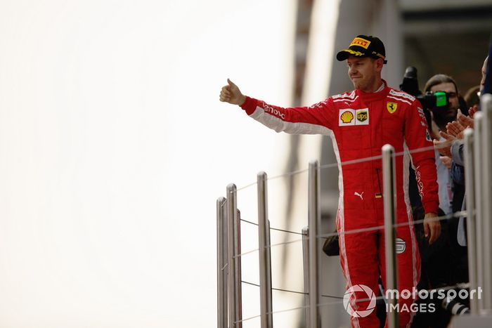 Podio: tercer lugar Sebastian Vettel, Ferrari