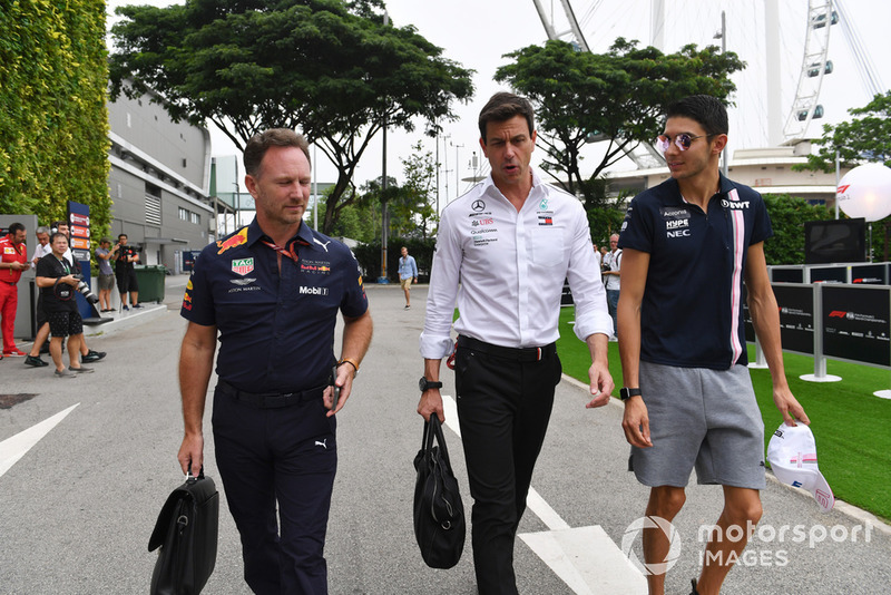Керівник Red Bull Крістіан Хорнер, Керівник Mercedes AMG Тото Вольфф, Естебан Окон, Racing Point Force India F1 Team