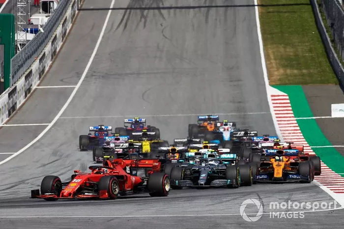Charles Leclerc, Ferrari SF90, Valtteri Bottas, Mercedes AMG W10, Lewis Hamilton, Mercedes AMG F1 W10, Lando Norris, McLaren MCL34, Kimi Raikkonen, Alfa Romeo Racing C38