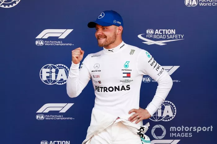 Pole Sitter Valtteri Bottas, Mercedes AMG F1 celebrates in Parc Ferme