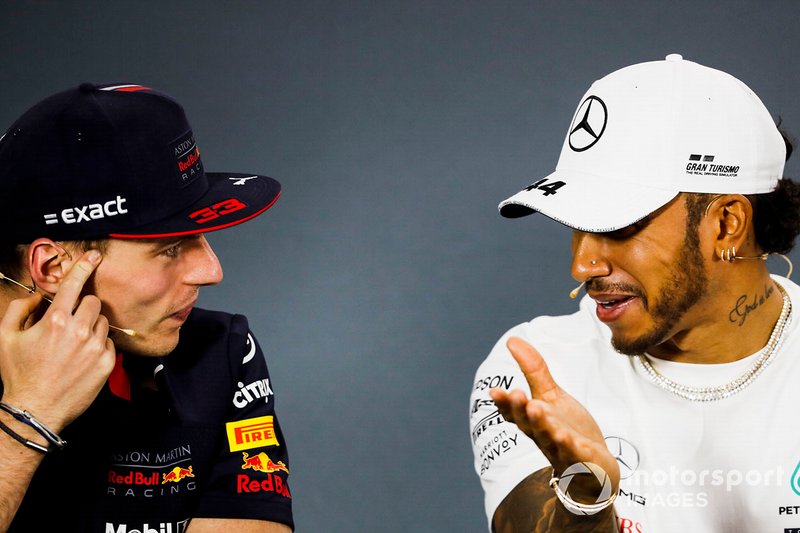Max Verstappen, Red Bull Racing and Lewis Hamilton, Mercedes AMG F1 in Press Conference