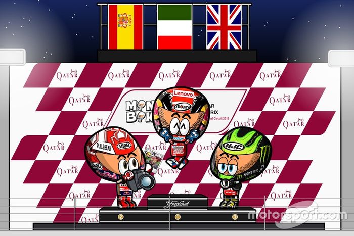 El podio del GP de Qatar de MotoGP 2019, por MiniBikers