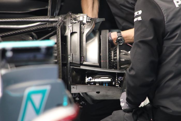 Detalle de los frenos del Mercedes W13
