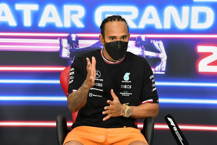 Lewis Hamilton, Mercedes, ganador, en rueda de prensa