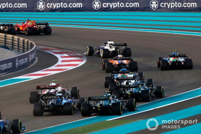 Charles Leclerc, Ferrari SF21, Yuki Tsunoda, AlphaTauri AT02, Daniel Ricciardo, McLaren MCL35M, Esteban Ocon, Alpine A521, Fernando Alonso, Alpine A521