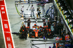 Stoffel Vandoorne, McLaren MCL32, fa un pit stop