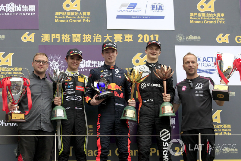 Podium: Race winner Dan Ticktum, Motopark with VEB, Dallara Volkswagen, second place Lando Norris, C