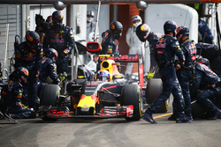 Max Verstappen, Red Bull Racing RB12 makes a pit stop