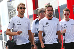 Jenson Button, McLaren with team mate Fernando Alonso, McLaren