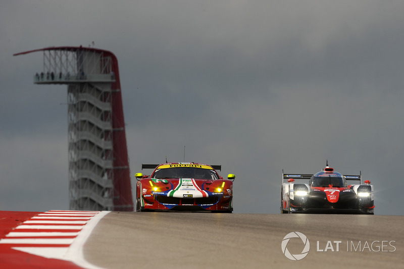 #71 AF Corse Ferrari 488 GTE: Давіде Рігон, Сем Бьорд, #7 Toyota Gazoo Racing Toyota TS050 Hybrid: Майк Конвей, Камуі Кобаясі, Хосе Марія Лопес