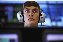 GP3 racer George Russell in the Mercedes garage
