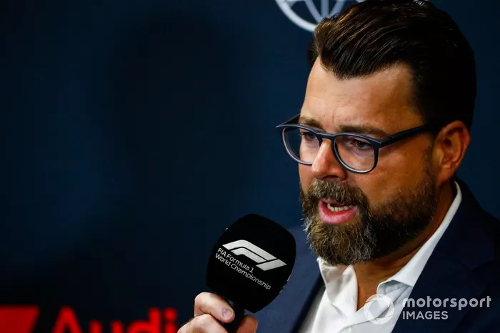 Oliver Hoffmann, Jefe de Desarrollo Técnico de Audi Sport GmbH, en la rueda de prensa anunciando la entrada de Audi en la Fórmula 1 en 2026