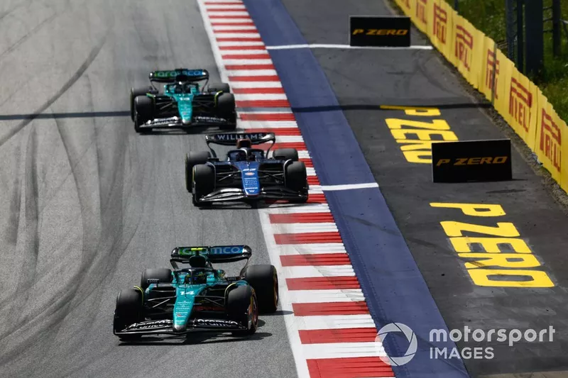 Fernando Alonso, Aston Martin AMR24, Alex Albon, Williams FW46, Lance Stroll, Aston Martin AMR24