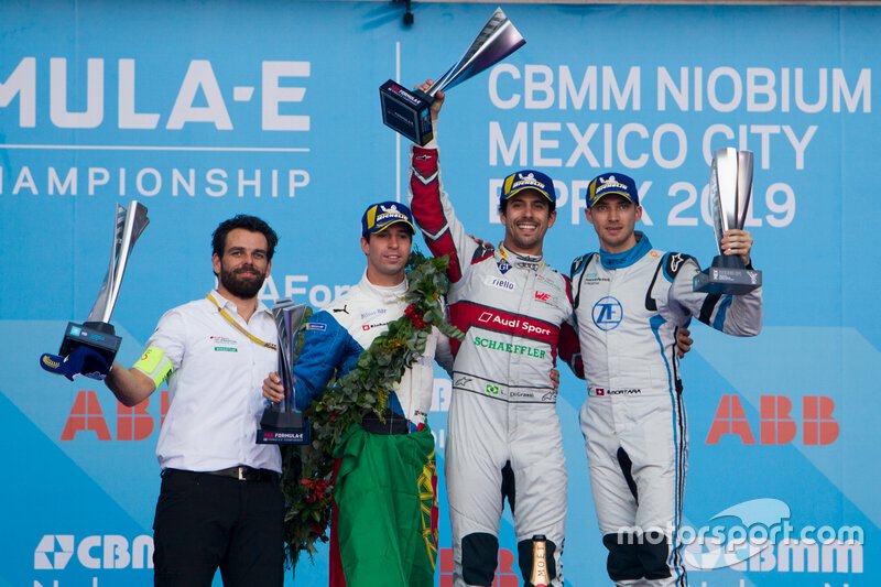 Podium: race winner Lucas Di Grassi, Audi Sport ABT Schaeffler, second placeAntonio Felix da Costa, BMW I Andretti Motorsports and third place, Edoardo Mortara Venturi Formula E