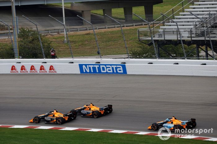  Patricio O'Ward, Arrow McLaren Chevrolet, Felix Rosenqvist, Arrow McLaren Chevrolet, Alexander Rossi, Arrow McLaren Chevrolet