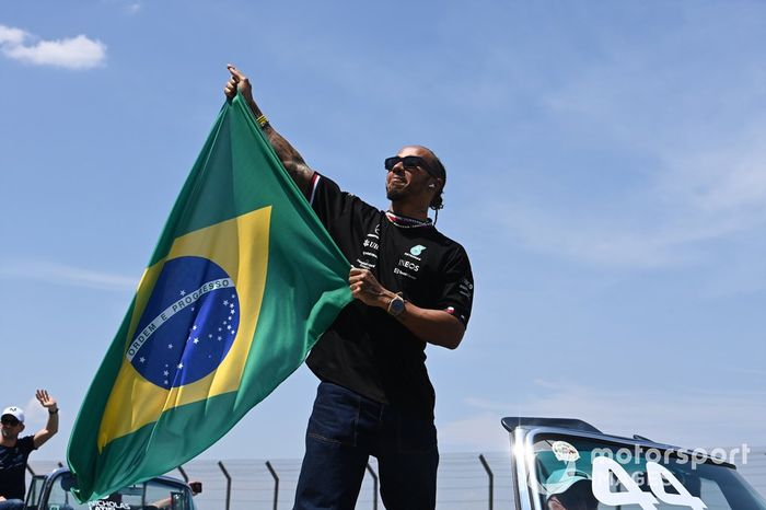 Lewis Hamilton, Mercedes AMG, en el desfile de pilotos
