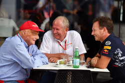 Niki Lauda, Mercedes AMG F1 Non-Executive Chairman, Dr Helmut Marko, Red Bull Racing Motorsport Consultant and Christian Horner, Red Bull Racing Team Principal