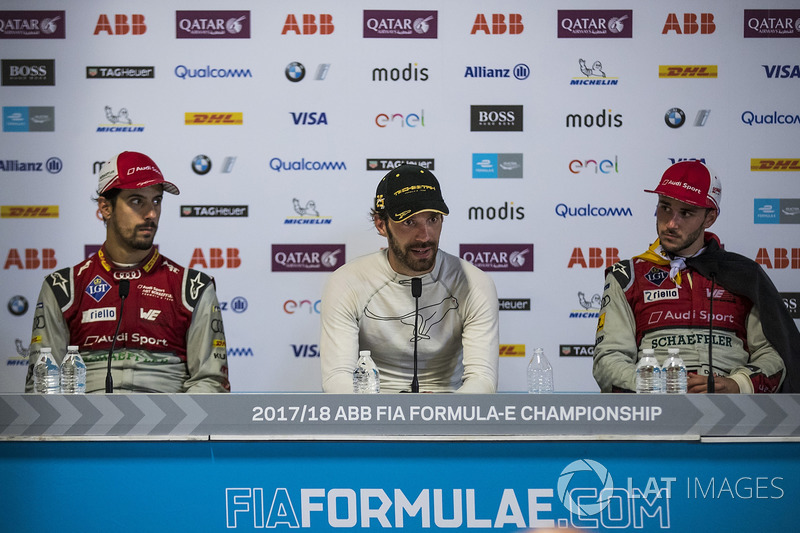 Lucas di Grassi, Audi Sport ABT Schaeffler, Jean-Eric Vergne, Techeetah., Daniel Abt, Audi Sport ABT Schaeffler, dalam konferensi pers pascabalapan