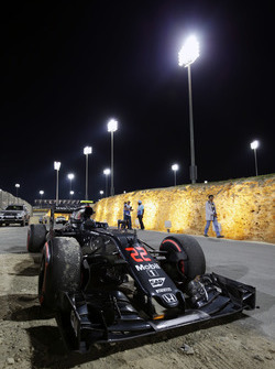 The McLaren MP4-31 of race retiree Jenson Button, McLaren