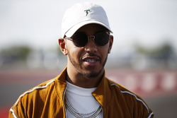 Lewis Hamilton, Mercedes AMG F1, opens the kart track