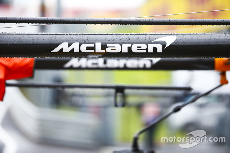 McLaren branding on the team's pit equipment