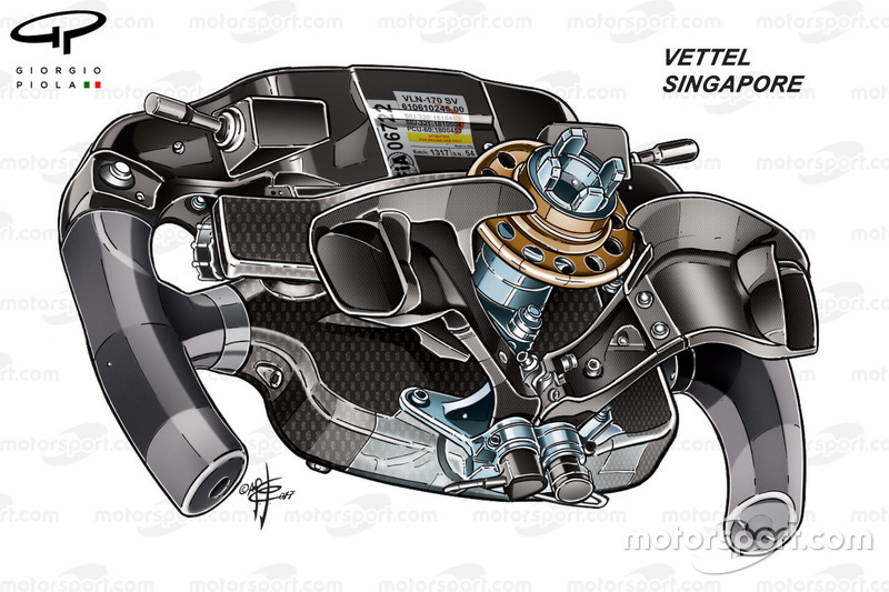 Ferrari SF70H, back view of Sebastian Vettel's steering wheel