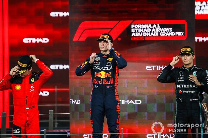 2023: 1. Max Verstappen. 2. Charles Leclerc 3. George Russell