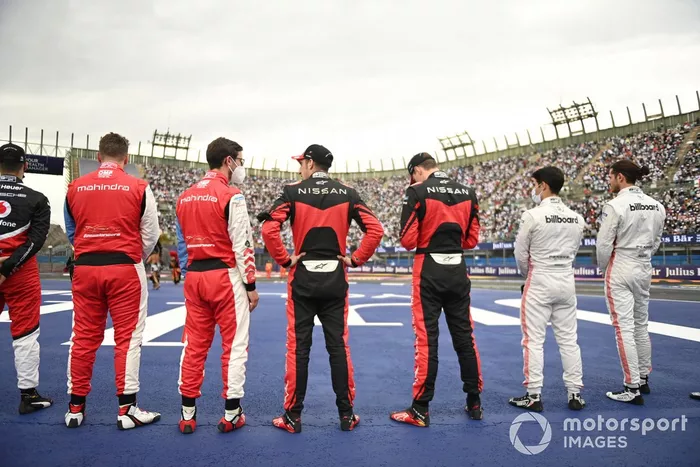 Oliver Rowland, Mahindra Racing, Alexander Sims, Mahindra Racing, Sebastien Buemi, Nissan e.Dams, Maximilian Gunther, Nissan e.Dams, Sergio Sette Camara, Dragon Penske Autosport ,y Antonio Giovinazzi (ITA), Dragon | Pens
