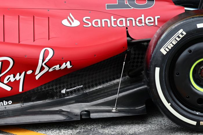 Detalle del viejo suelo del Ferrari F1-75