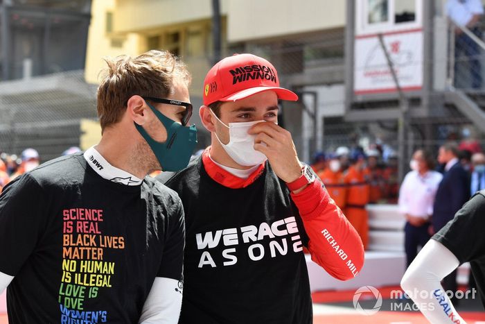 Sebastian Vettel, Aston Martin , Charles Leclerc, Ferrari