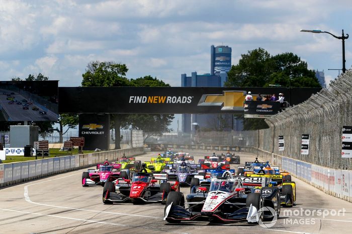 Josef Newgarden, Team Penske Chevrolet, Colton Herta, Andretti Autosport Honda, Rinus VeeKay, Ed Carpenter Racing Chevrolet, Alexander Rossi, Andretti Autosport Honda